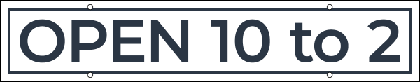 Open w Time Hanging Sign Riders, 6h x 30w, 4mm corrugated plastic